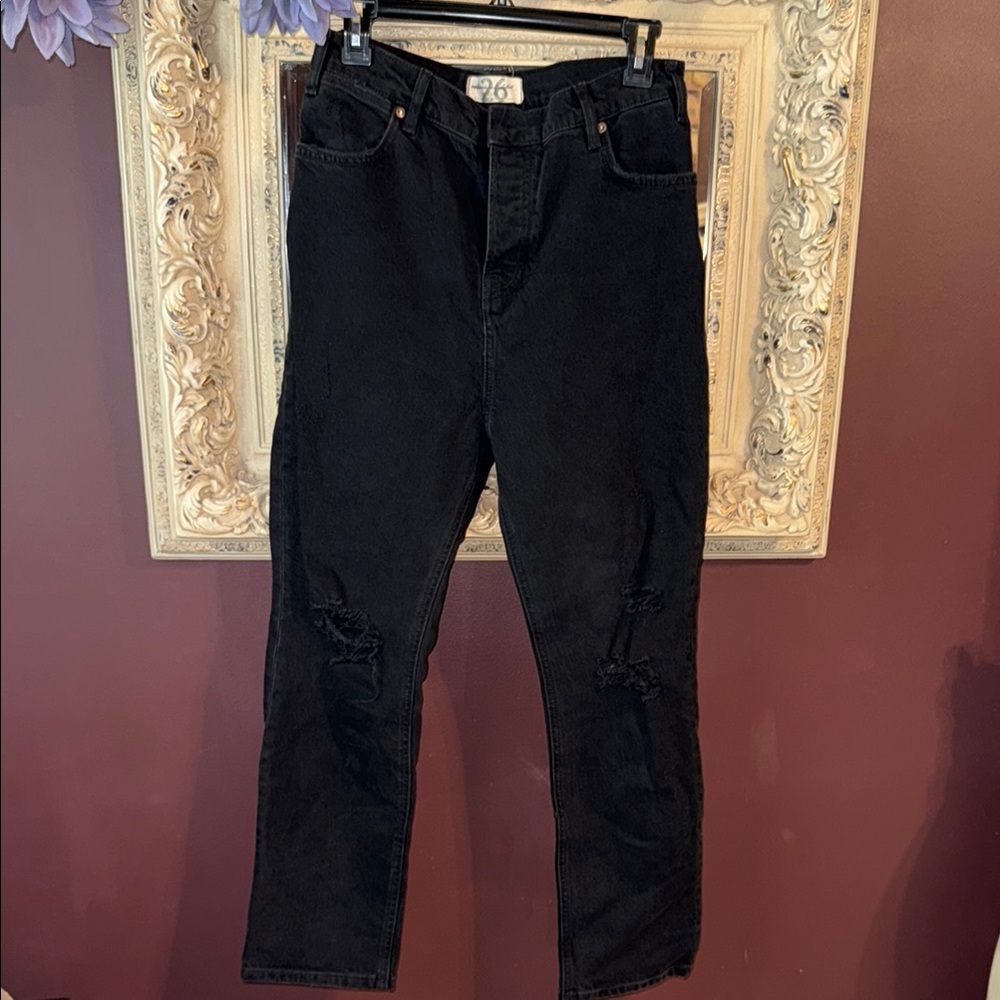 Free People High Rise Straight Leg Jeans Sz 26